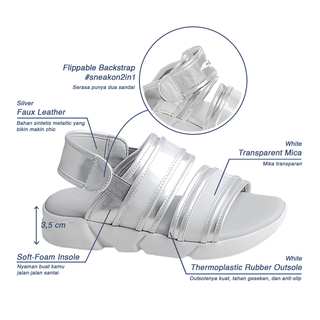 Sneakon 2in1 Fond Sandal SilverStone- Women