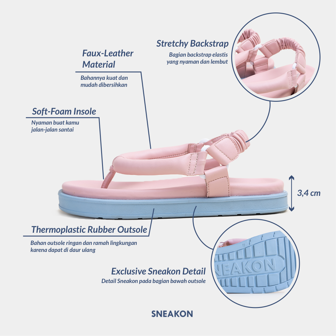 Sneakon Marshmallow Sandals Pink Blue - Women